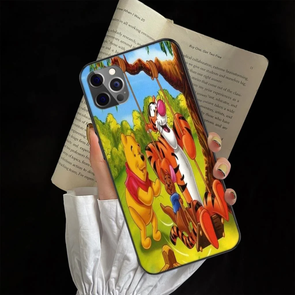 Милый чехол для телефона девочек Tigger Eeyore iPhone 4 4s 5 5S SE 5C 6 6S 7 8 Plus X XS XR 11 12 Mini Pro Max 2020 black