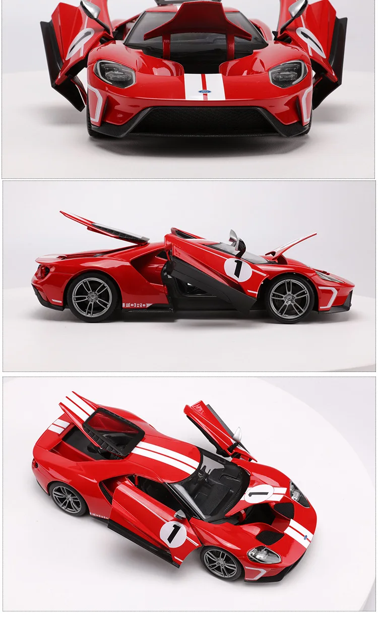 1:18 Высокая литая модель машины Модель Ford GT Модель машины из сплава Модель автомобиля для детей Подарки