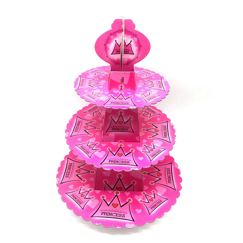 Pink Crown-1pcs С героями мультфильма «Маша и Медведь» вечерние поставки 3-х уровневая кексы держатель подставка для тортов на день рождения конфеты стойка-витрина для тортов Беби Шауэр детский украшения - Цвет: Pink Crown-1pcs