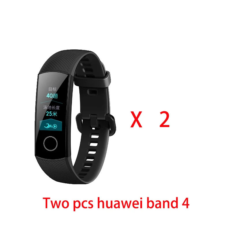 Умный Браслет huawei Honor Band 4 Amoled, цветной сенсорный экран 0,95 дюйма, для плавания, для обнаружения пульса и сна - Цвет: two black