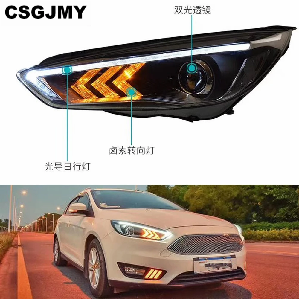 2 шт. светодиодный головной светильник s для Ford Focus 2015 2016 2017 2018 Автомобильный с