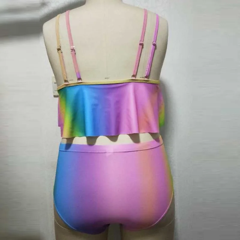 

Women's Bikini 2021 Plus Size Fashion Large Fat Color Print Two Piece Swimsuit Swimwear Beachwear for Ladies Wholesale Items