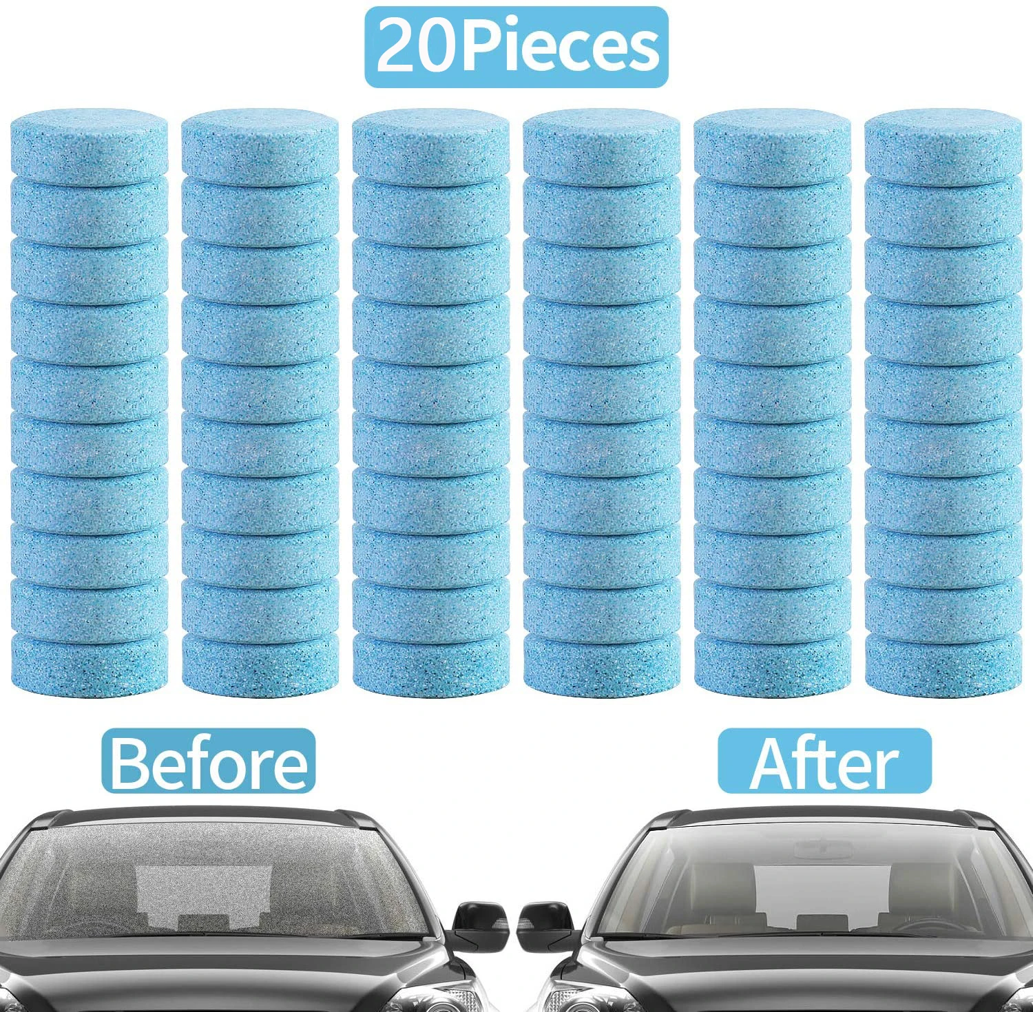 

20pcs/pack Car Windshield Wiper Glass Car Washer Auto Solid Window Cleaner Effervescent Tablets Car Accessories (1pcs=4l Water)