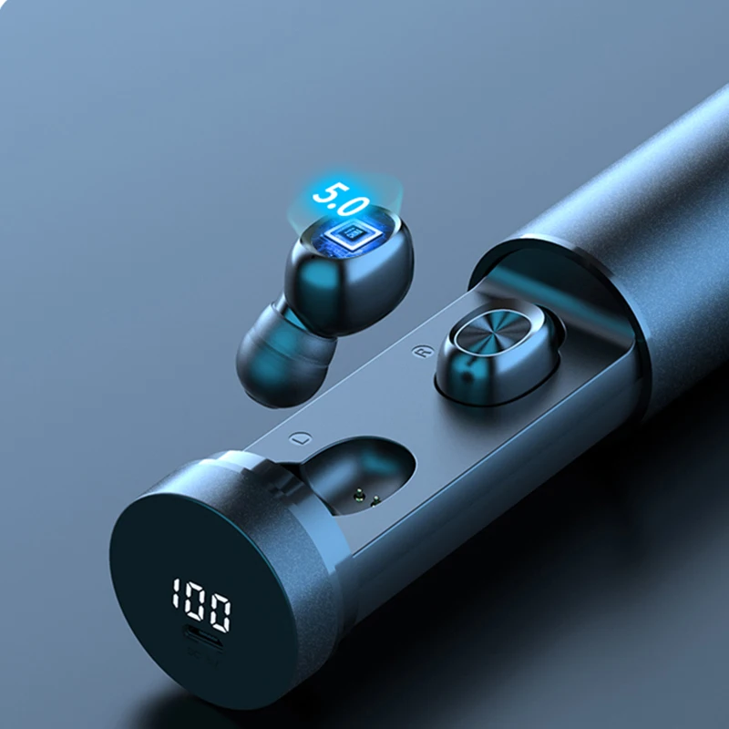 

TWS беспроводные Bluetooth-наушники, стерео наушники-вкладыши с двойным микрофоном, спортивные водонепроницаемые наушники со светодиодным диспл...