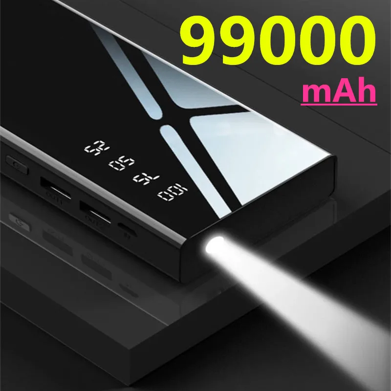 

New Power bank 99000mAh portable ultra-thin mobile phone charger with fast digital display outdoor travel power bank