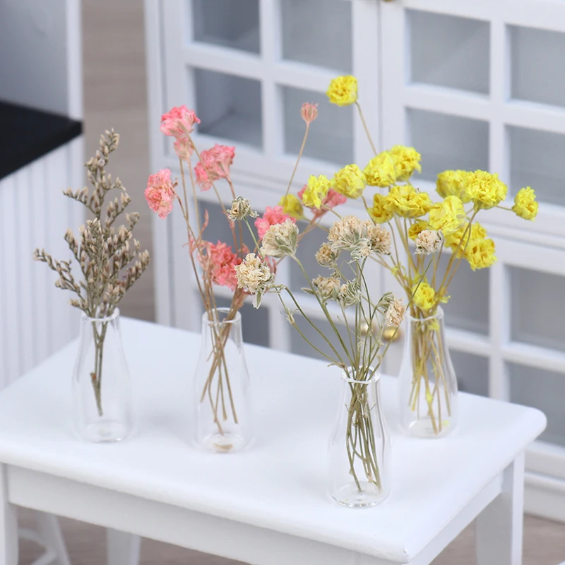 

1/12 Dollhouse Miniature A Bunch of Flowers + Vase Dolls House Accessories Decor High Quality NEW