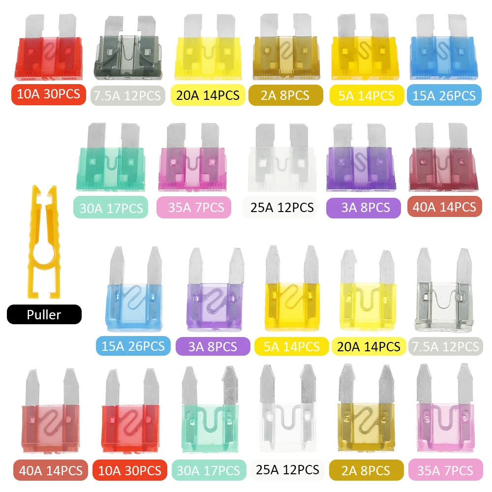 

344PCS Car Fuses 2A 3A 5A 10A 15A 20A 25A 30A 35A 40A Amp with Box Clip Assortment Auto Blade Type Fuse Set Truck Fusible Auto