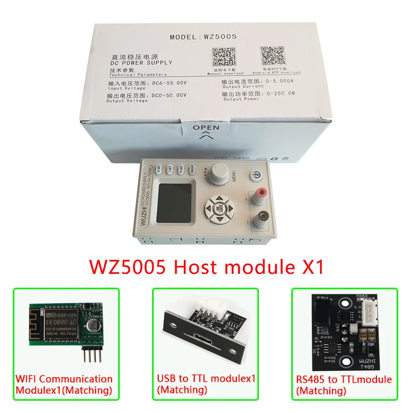 WZ5005 DC понижающий преобразователь CC CV 50V 5A модуль питания регулируемый