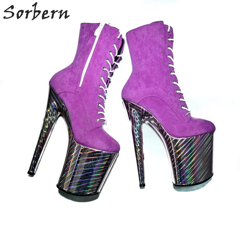 Sorbern/Сапоги на каблуке 8 дюймов; обувь для танцев на шесте; обувь на высоком каблуке; экзотические танцевальные сапоги на платформе; цвет металлик; женские ботиночки на заказ