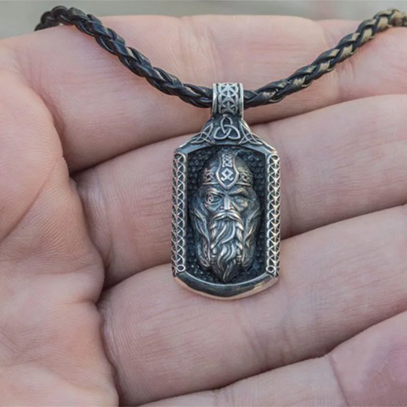 

European and American New Style Hip-hop Personality Old Man Head Pendant Lanyard Men's Necklace Retro Army Pendant