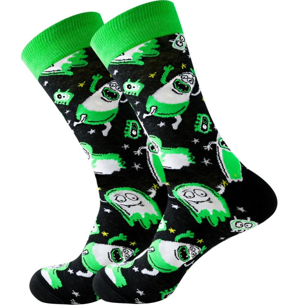 

Men's Halloween Pumpkin Bats Novelty Fun Round Neck Casual Dress Pure Cotton Men's Socks
