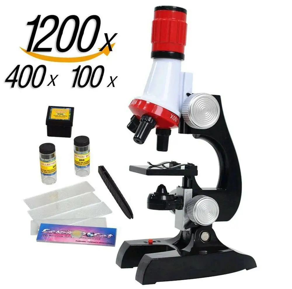 

Beginner Kids Microscope Kit with Light Children Safe Plastic Educational Science Toys Gift
