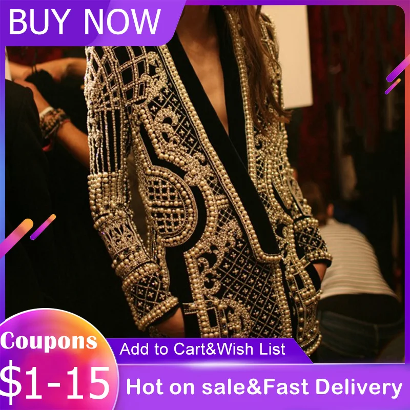 Женский геометрический блейзер с бусинами винтажная Желтая Женская верхняя