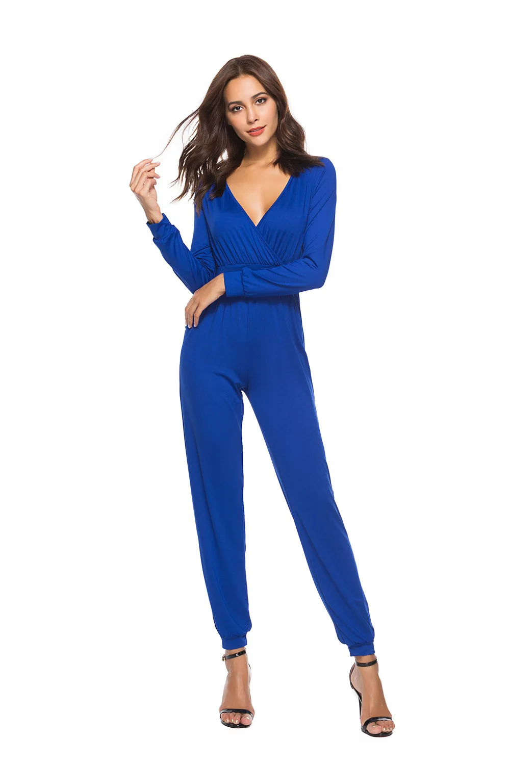 Сексуальный женский комбинезон из молочного волокна брюки с длинным рукавом 5