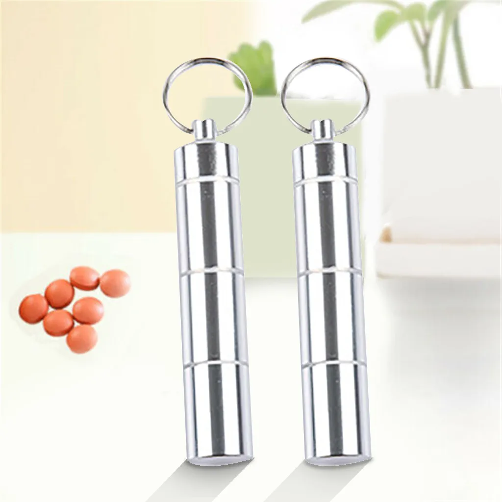 Портативный мини брелок для бутылки с таблетками алюминиевый контейнер