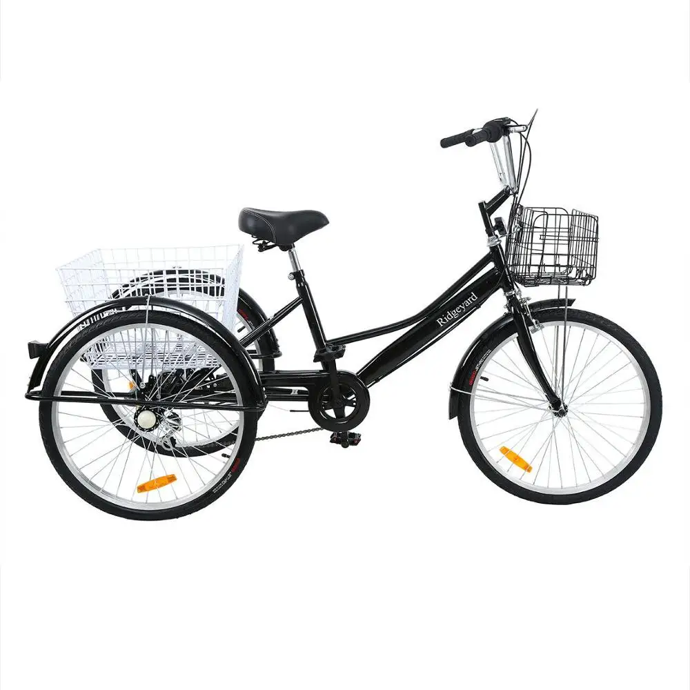 Billig Yonntech 24 Zoll Erwachsene 3-Rad 7 Geschwindigkeit Dreirad Einkaufen Fahrrad Bike W/Korb