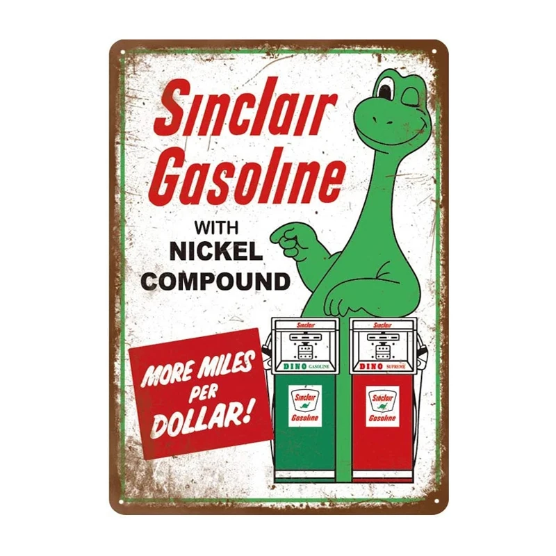 

Reproduction Vintage Tin Sign Sinclair Gas Oil Car Metal Signs for Garage Man Cave Bar Retro Wall Decor 8x12 Inches