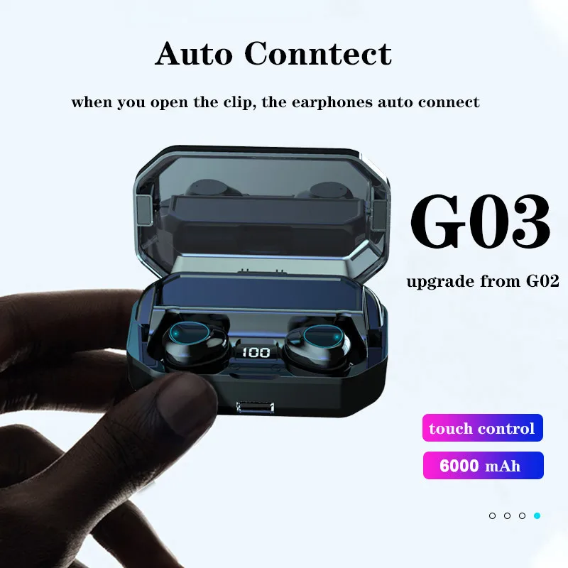 G03 Bluetooth гарнитуры 6000 мАч светодиодный смарт Дисплей 6D объемный HD звук 5 0 IPX7