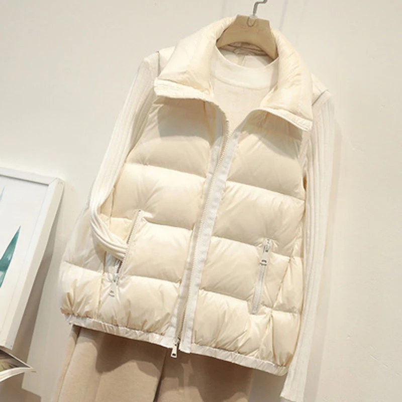 Зимний женский Повседневный ветрозащитный жилет на белом утином - Цена: 3020.56