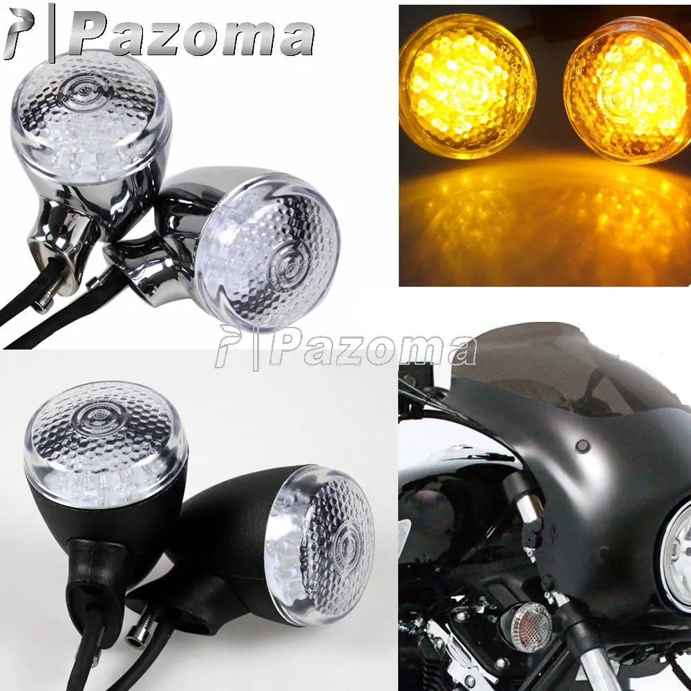 

2.37" Motorcycle Clear Lens Turn Signal Light LED Amber Blinker Indicator Lamp For Harley Touring Sport Cruiser Chopper Bobber