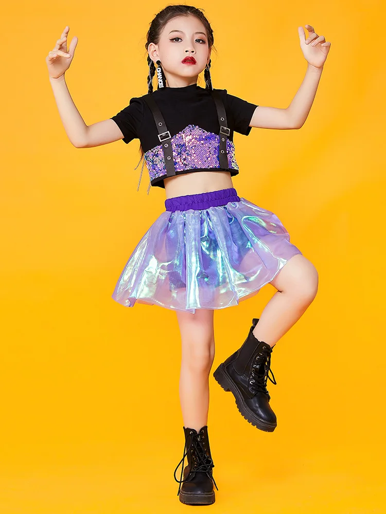 

Sequin Catwalk Girls Fashion T Stage Children Jazz Dance Costume Hip Hop Cheerleading Dance Suit Performance Costume
