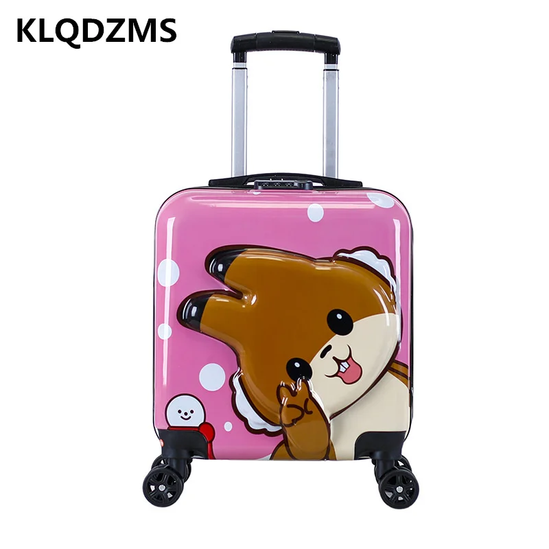 KLQDZMS 18 Inch Cartoon Trolley Luggage Bag Children's  Outdoor Travel Suitcase Kids Boarding Luggage Travel wheeled Case