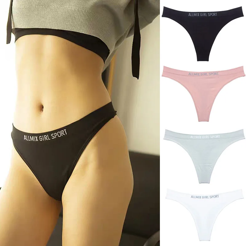 

Warm Color Women Panties Cotton Thong G String Letters Low Waist Panty Women Briefs Underpants Girls Fitness Underwear