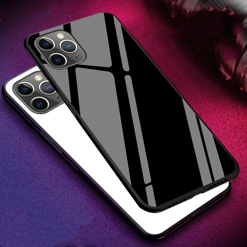Чехол из закаленного стекла для iphone 11 pro Max чехол телефона мягкая рамка жесткая
