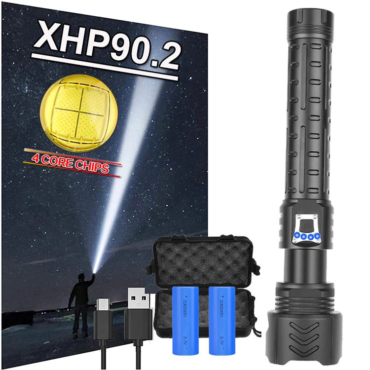Новейший светодиодный фонарик XHP90 5 режимов 300 Вт lanterna as power bank с дисплеем питания