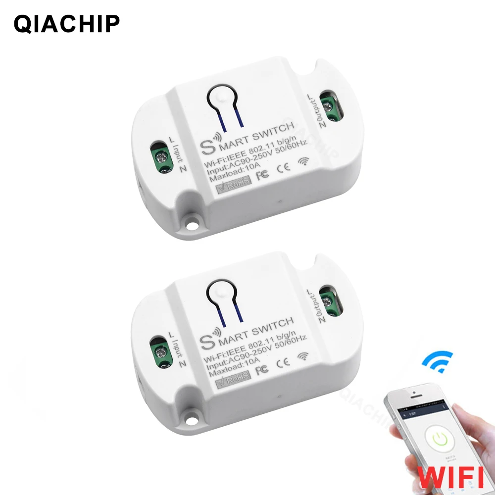 

QIAcHIP 433,92 МГц Wi-Fi Controllor модуль приемника 110V 220V умный дом 433 МГц Tuya Google Home Alexa настенный мобильный телефон переключатель