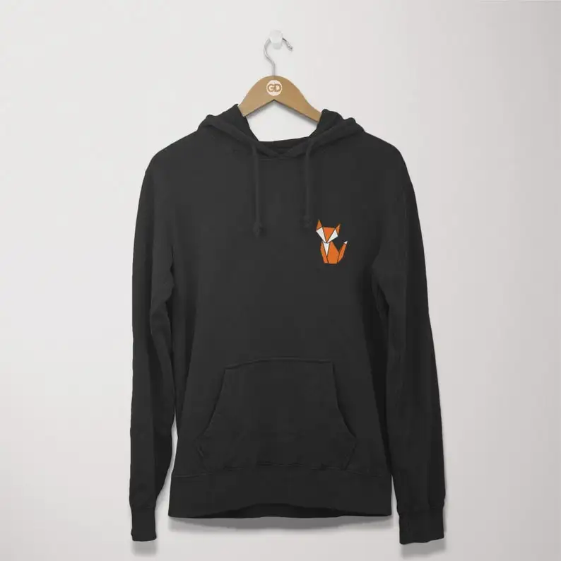 

Origami Fox Hoodie Cute Japanese Pocket Print Hooded Sweatshirt Oversized Crewneck Sweatshirt