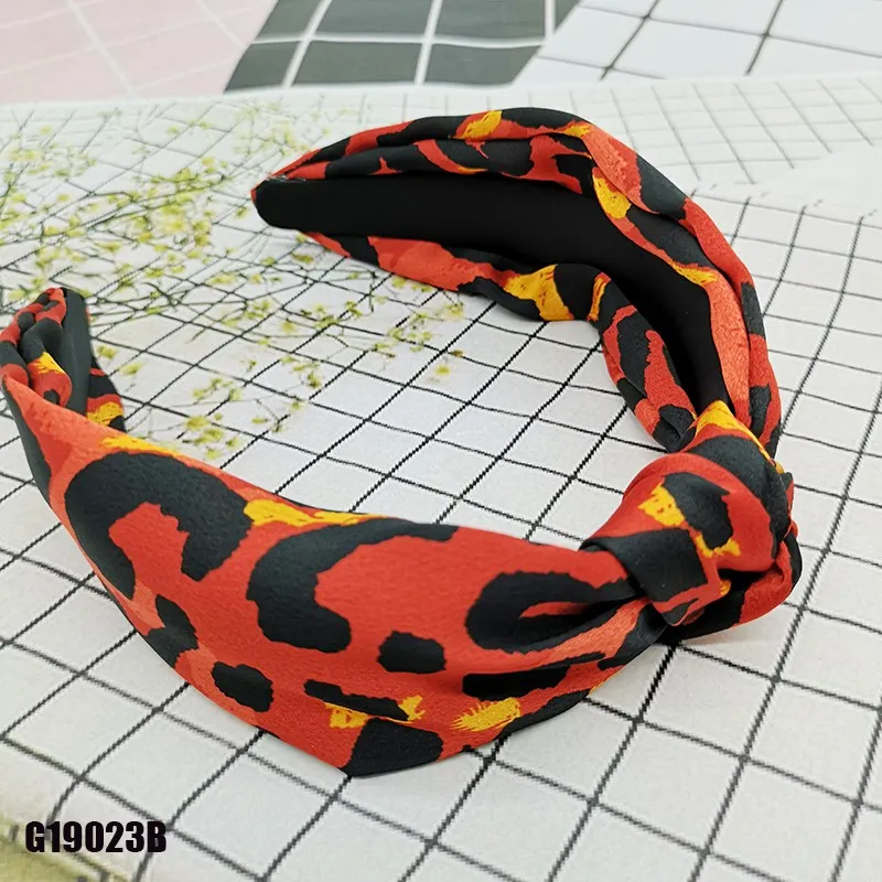 Повязка на голову с животным принтом Змеиный узел бант красный Леопардовый Стиль