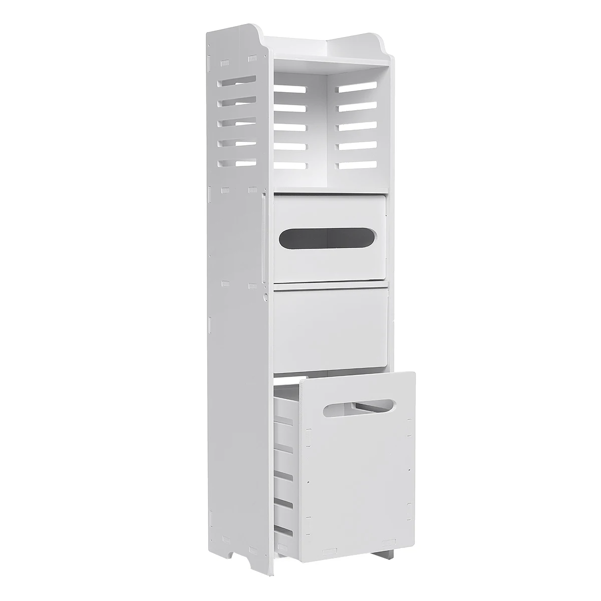 

Bathroom Cabinet 80x22x19.5cm Bathroom Standing Shelf Storage oilet Furniture Cabinet Rack White Wood-Plastic Board Cupboard