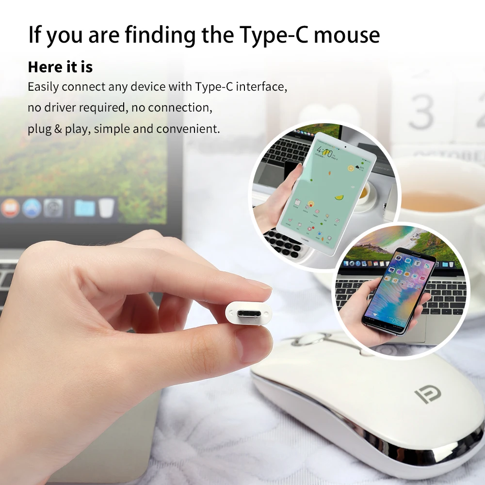 

FD i331D 3 Mode 2000DPI Rechargeable Adjustable Mouse Wireless Mice with 2.4G USB Type C Bt 4.0 White