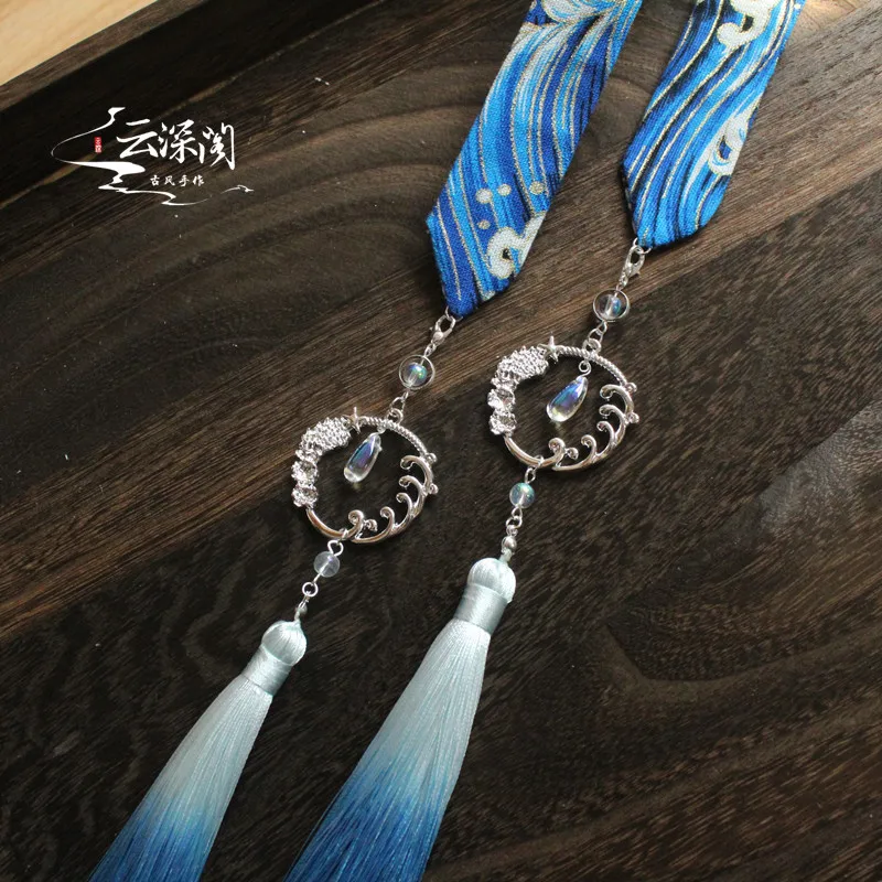 Tassels style Наденьте на лоб ленту для волос hanfu tassel горячее тиснение парча Карп съемная бахрома кран шины аксессуары для волос - Цвет: Tassels style