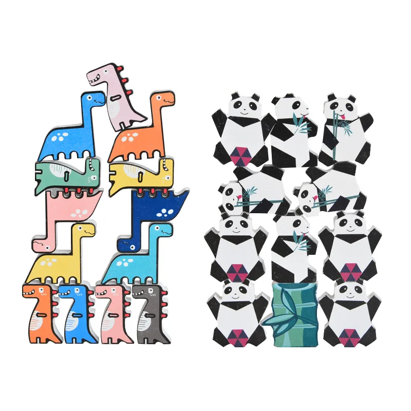 Детский деревянный Классический конструктор панда строительные блоки