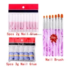 Клей для ногтей для накладных стразы украшения для ногтей Mini 15 шт.упак. 2 г Типсы акриловый клей аксессуары для ногтей + 7 шт. кисточка для ногтей