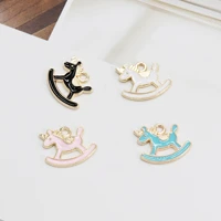 house unicorn animal enamel charms alloy pendant fit for bracelet earring diy fashion jewelry accessories 12x17mm