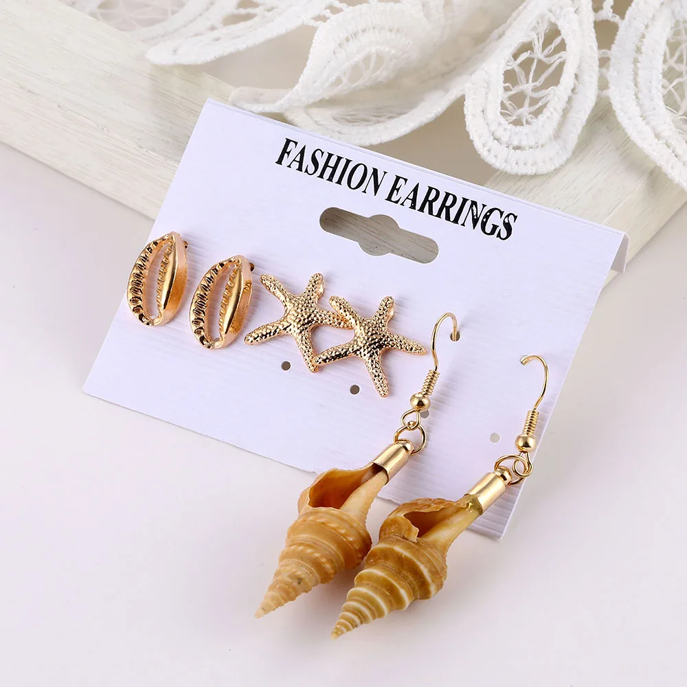 Винтажные висячие серьги ZOVOLI в стиле бохо с морской звездой ракушкой серебряного