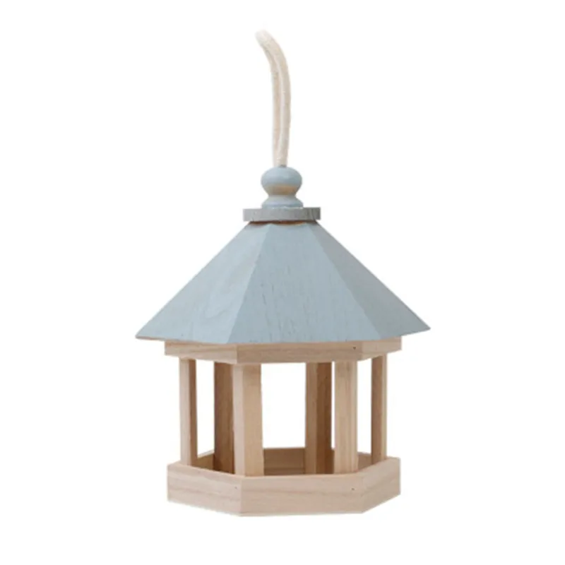 

Bird Feeder wooden garden decor Wild Bird Feed Dispenser Wooden Bird House With Roof Home Garden Yard Decoration
