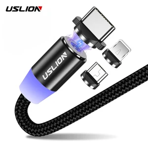 USLION Магнитный кабель Micro USB Быстрая зарядка Кабель USB Type C Магнитное зарядное устройство Кабель для зарядки данных Шнур для Iphone 7 Samsung Xiaomi