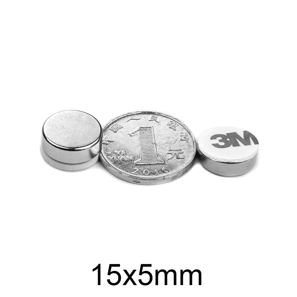 

2/5/10/20/50PCS 15x5 Round Powerful Strong Magnetic Magnets 15mm X 5mm Disc Permanent Neodymium Magnet With 3M Tape 15x5mm 15*5