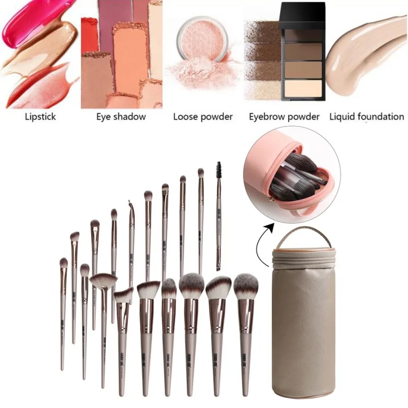 

Makeup Brushes Set Professional Make Up Brush Holder Hair Foundation Powder Blush 18 Pcs