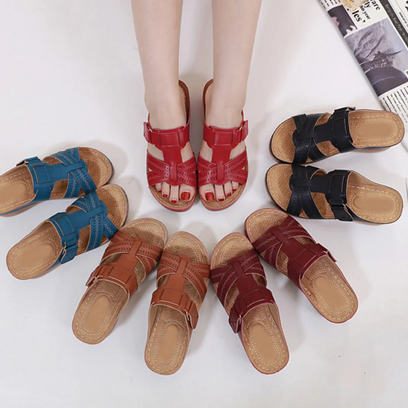 Женские ортопедические сандалии премиум класса с открытым носком Винтажная