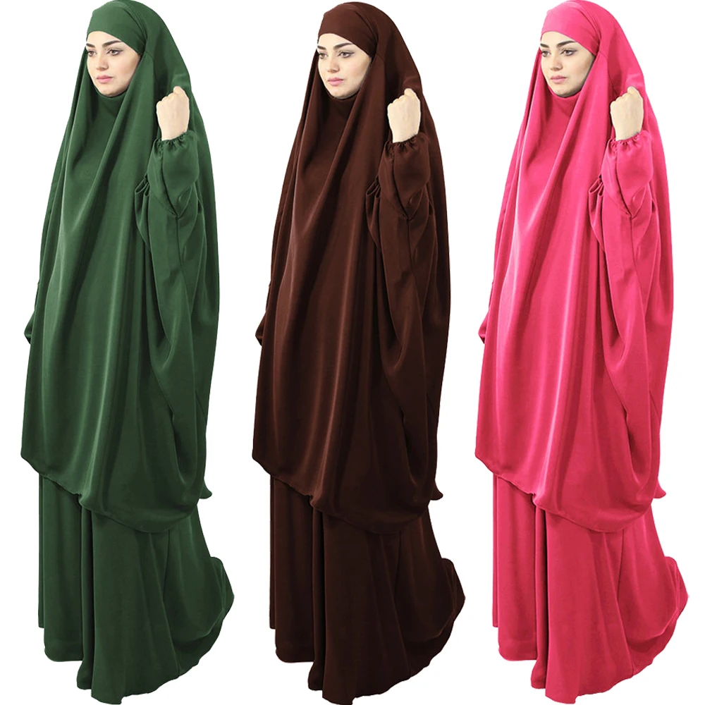 Комплект одежды для мусульманской молитвы Рамадан из 2 предметов, женское платье макси хиджаб Абая цзилбаб, химар Паранджа, мусульманская о...