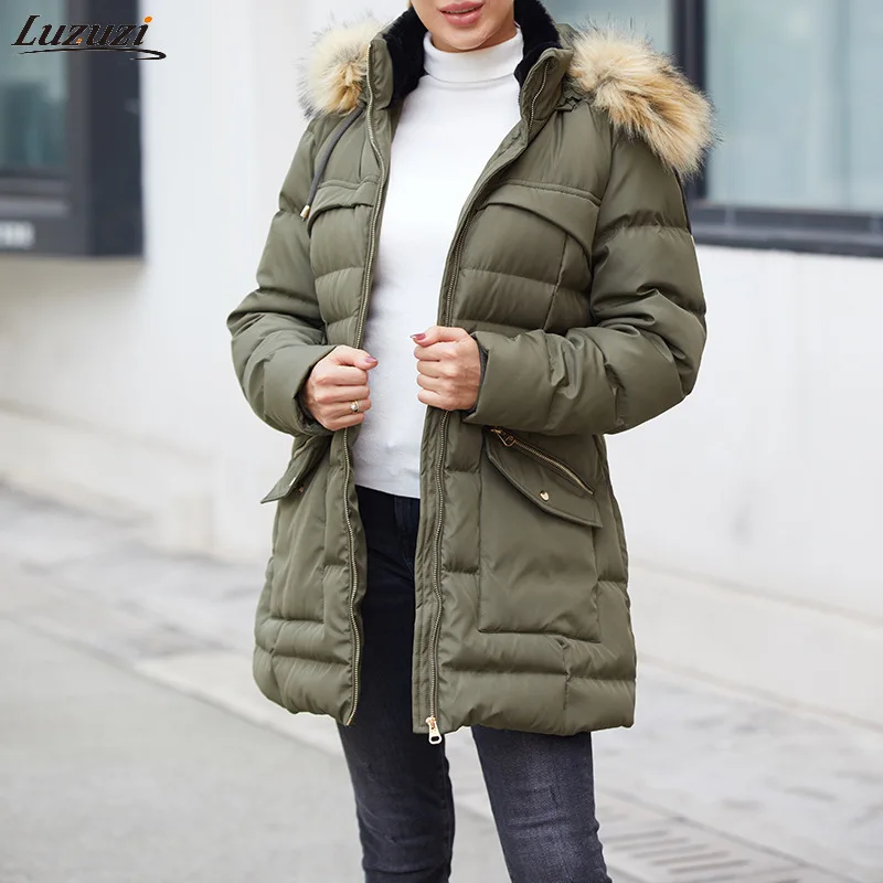 

2021 Winter Warm Down Jacket Women Hooded Coat 90% White Duck Down Coat Female Thick Parkas Outwear