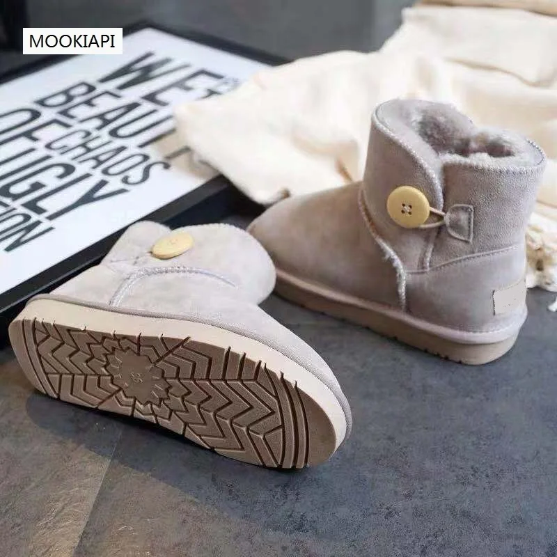 In 2019 Australia's latest buckled women's boots real cowhide artificial wool the highest quality shoes free delivery | Обувь