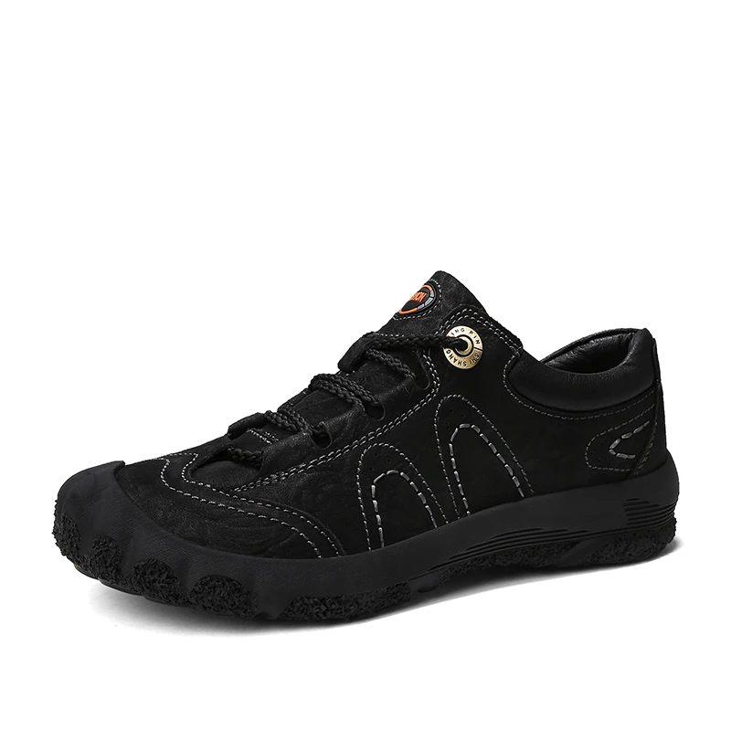 

Мужская кожаная обувь, водонепроницаемые износостойкие кроссовки, кожаная обувь ручной работы, Мужская Уличная походная обувь