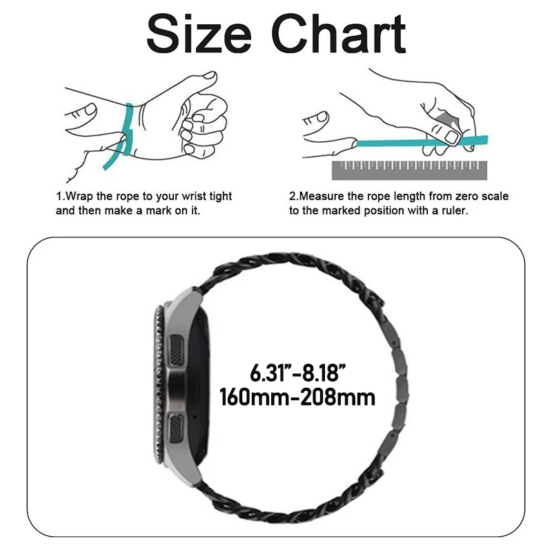 

Stainless Steel Watchband for Samsung Gear S3 Classic Frontier Galaxy Watch 46mm Bracelet 22mm Quick Release Pins Bands