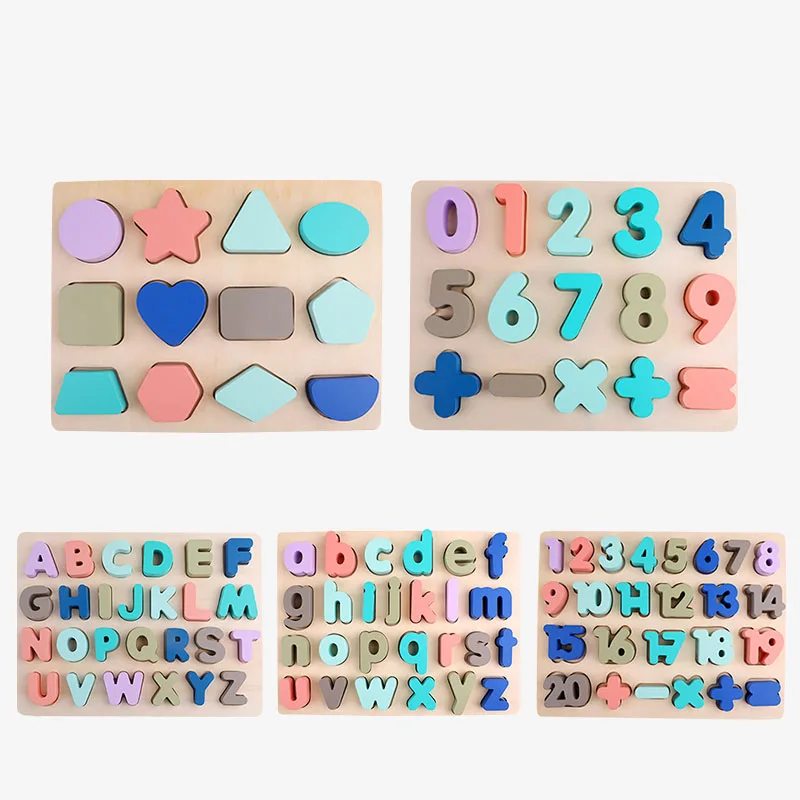 MWZ Дети Деревянные Монтессори игрушки Цифровой Алфавит Форма соответствующие